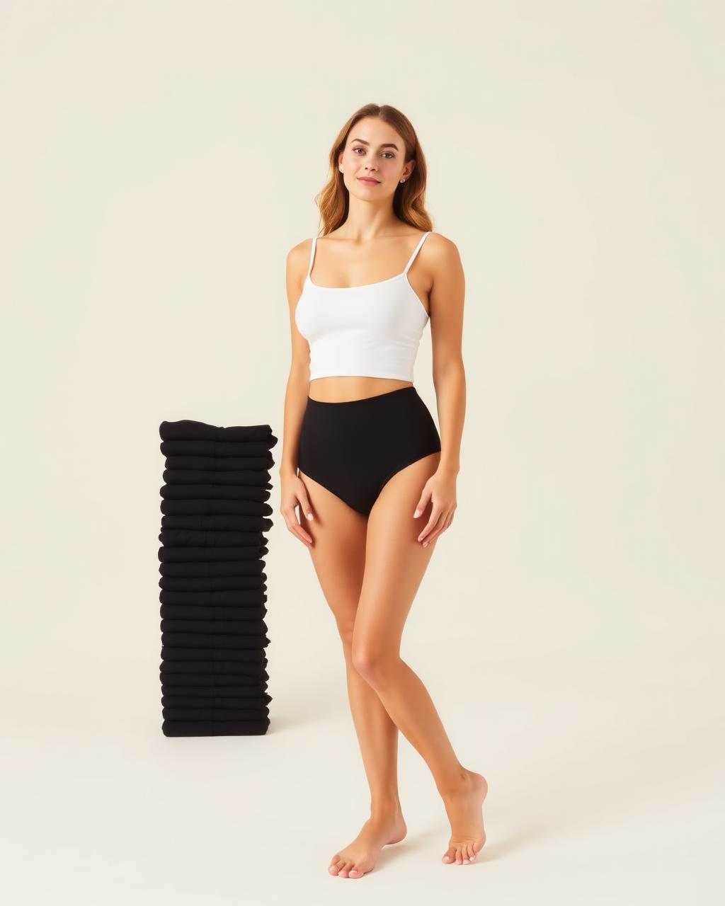 Kit com 20 calcinhas pretas de algodão macio, com modelo